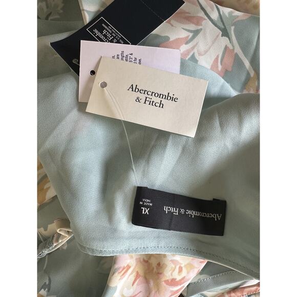 NWT Abercrombie & Fitch Cowl Neck Slip Maxi Dress Satin Floral Women's Size XL - Picture 8 of 16